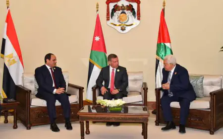 الملك والرئيسان المصري والفلسطيني يشددون على تصديهم لأي خطط إسرائيلية لتهجير الفلسطينيين