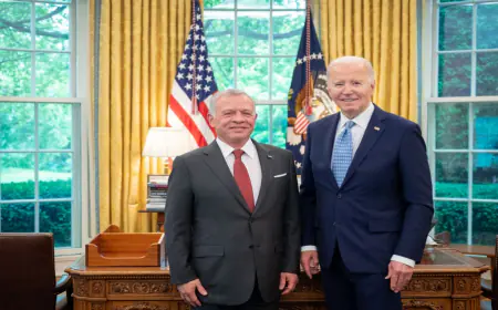 الملك خلال لقائه مع الرئيس الأمريكي: على المجتمع الدولي التحرك لمنع كارثة جديدة في رفح