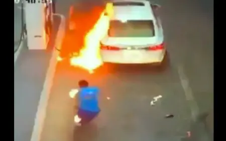 بالفيديو.. انفجار هاتف في محطة وقود