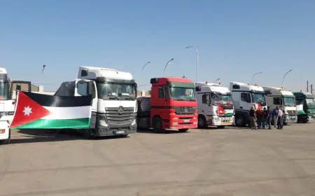 قادمة من الأردن..  عبور قافلة مساعدات إنسانية جديدة لأهلنا في غزة