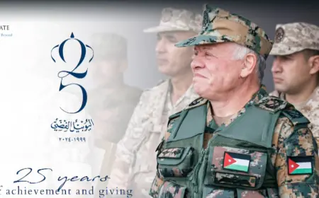 أبراج السادس تتزين بألوان العلم الأردني وشعار اليوبيل الفضي