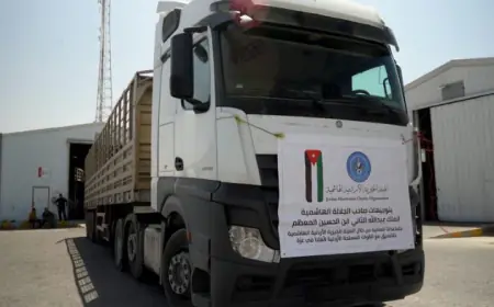 عبورقافلة مساعدات أردنية جديدة إلى غزة تحمل طرودا غذائية ومستلزمات طبية