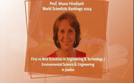 الدكتورة منى هندية ضمن أفضل 10 علماء تصنيفا في الهندسة أردنيا