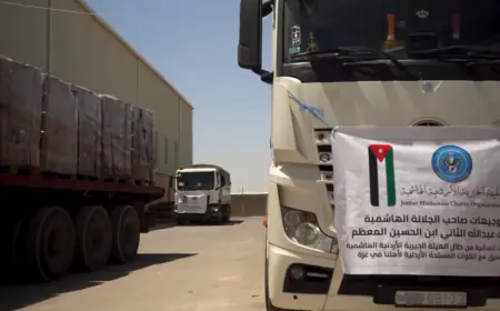 78 شاحنة مساعدات إنسانية عبرت من الأردن إلى غزة آخر 5 أيام