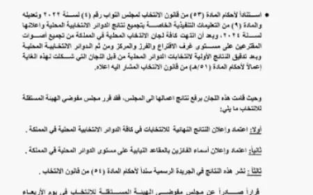 نشر النتائج النهائية للانتخابات النيابية في الجريدة الرسمية (رابط)