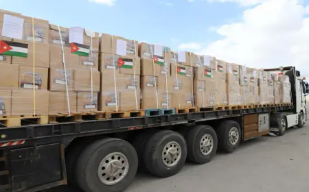 الأردن يرسل 120 إلى 140 شاحنة مساعدات أسبوعيا لغزة