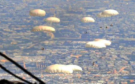 القوات المسلحة تنفذ إنزالا جويا لمساعدات إنسانية جنوب غزة