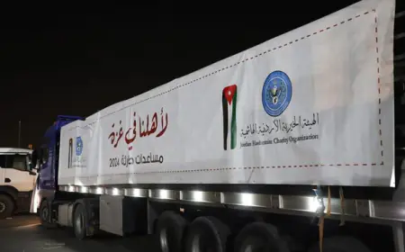 الأردن سير 106 قوافل مساعدات  إلى غزة منذ بدء العدوان على غزة