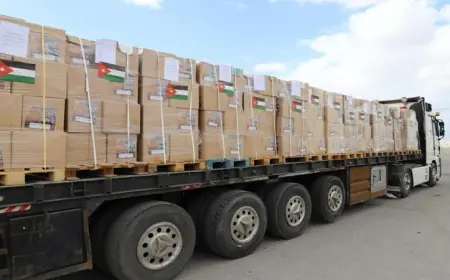 وصول قافلة مساعدات أردنية إلى غزة