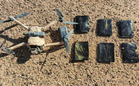 المنطقة العسكرية الجنوبية تحبط محاولة تهريب مواد مخدرة بواسطة طائرة مسيرة