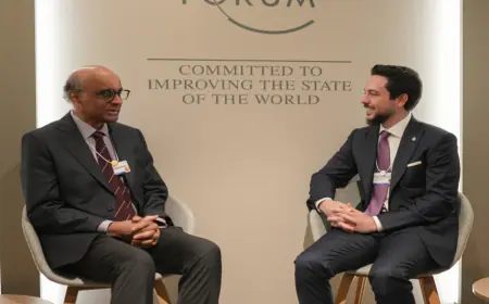 ولي العهد يلتقي الرئيس السنغافوري بدافوس