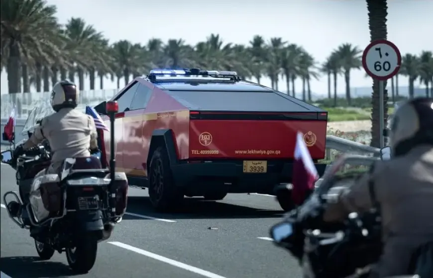 بالفيديو.. مركبة سايبرترك (Cybertruck) تلفت الأنظار في استقبال ترامب