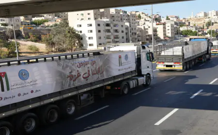 عبور 38 شاحنة مساعدات أردنية جديدة  إلى قطاع غزة