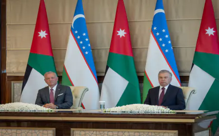 الأردن وأوزبكستان يصدران بيانا مشتركا في ختام مباحثات الملك والرئيس ميرضيائيف