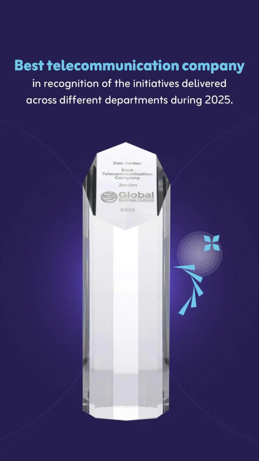 زين الأردن تحصل على جائزة أفضل شركة اتصالات ضمن جوائز Global Business Outlook Awards العالمية