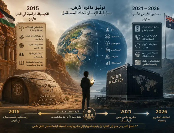 الفرجات يكتب: كبسولة الكوكب الرقمية في البترا 2015، وصندوق الأرض الأسود 2026 بأستراليا