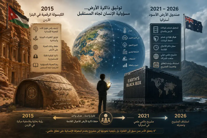 الفرجات يكتب: كبسولة الكوكب الرقمية في البترا 2015، وصندوق الأرض الأسود 2026 بأستراليا