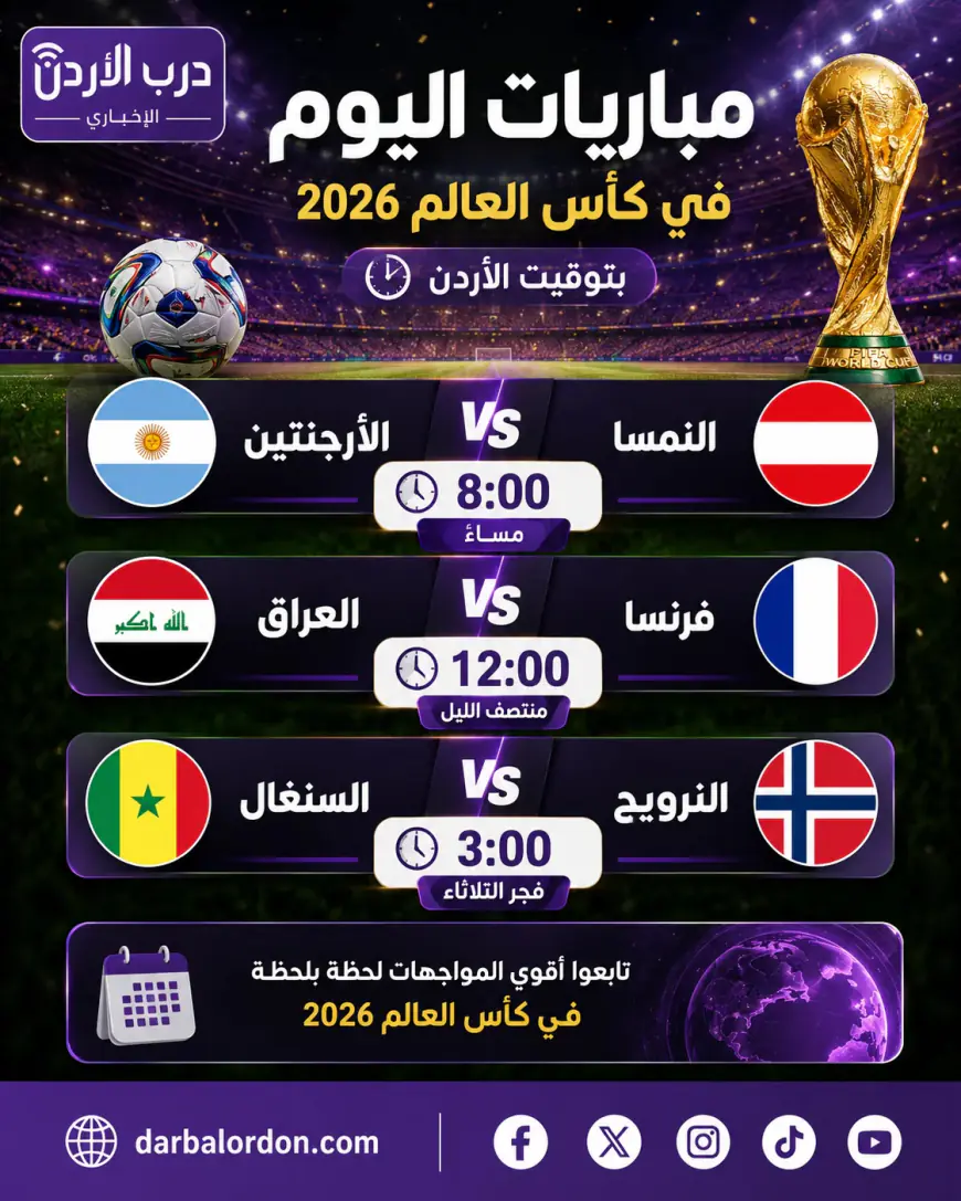 3 مواجهات نارية اليوم في مونديال 2026.. ميسي يقود الأرجنتين والعراق يصطدم بفرنسا